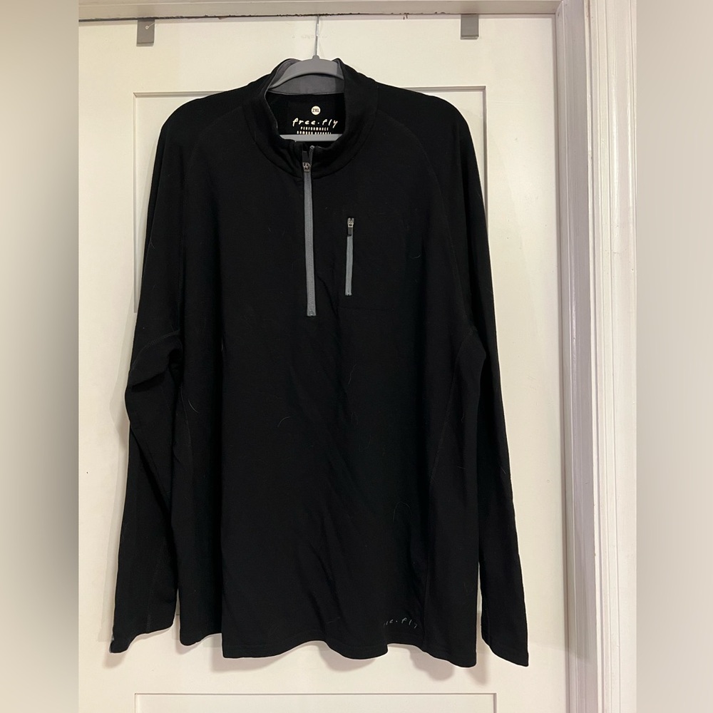 Free Fly Apparel Men's Black Long Sleeve Quarter-Zip Pullover